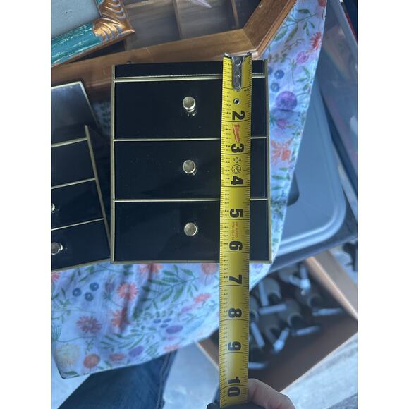 1980's Set/2 matching jewelry boxes medium small Otagiri Japanese chic vintage - Picture 5 of 9